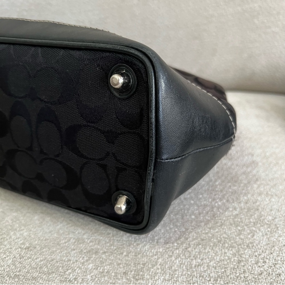 Coach Black Signature Canvas Satchel Tassle Leather Accents J04M-6038 - Picture 12 of 13